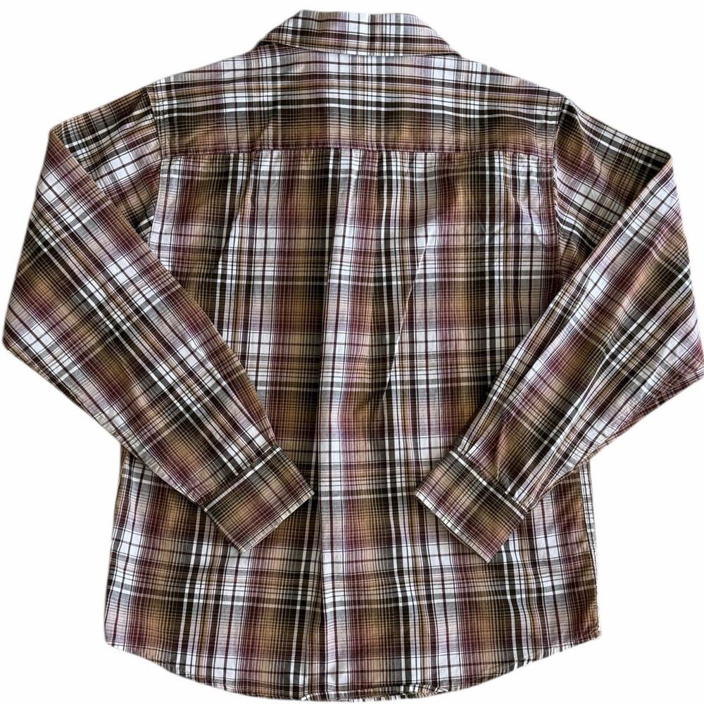 CINCH Boys Brown Plaid Western Button Down Size Medium (10) - Picture 4 of 4